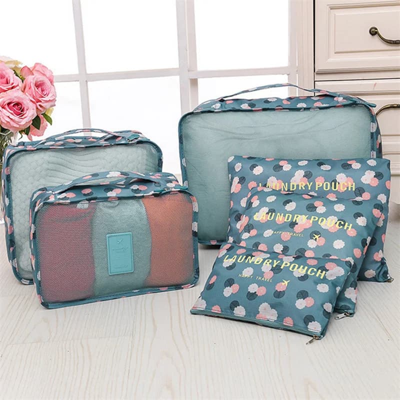 Set di 1/6 Borse Organizer da Viaggio per Vestiti, Organizzatore per Armadio e Valigia, Custodia per Scarpe, Cubo per l'Imballaggio