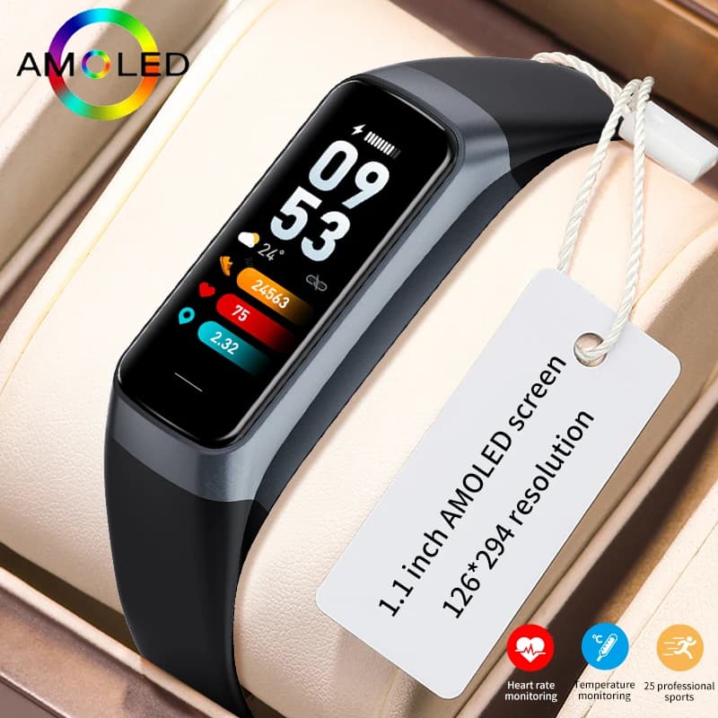 Smartwatch LIGE AMOLED 2026 per Uomo e Donna con Monitoraggio Frequenza Cardiaca, Ossigeno nel Sangue, Temperatura, Impermeabile, Braccialetto Fitness Sportivo