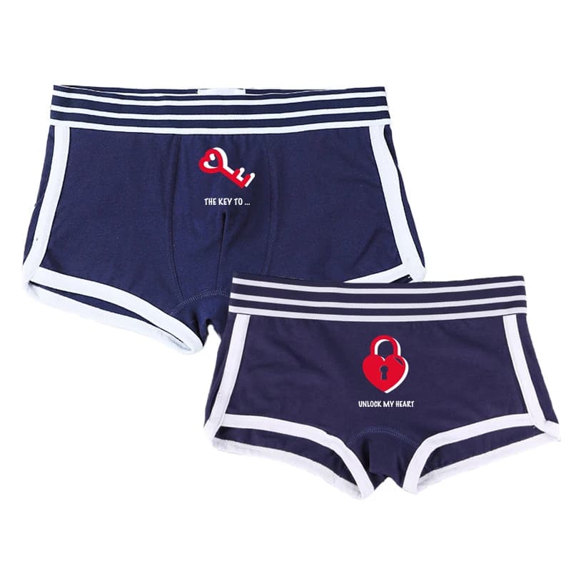 Key Lock Heart Matching Underwear per coppie comode ragazze Boyshort Men Boxer Shorts Homme Lingerie mutandine di cotone da donna