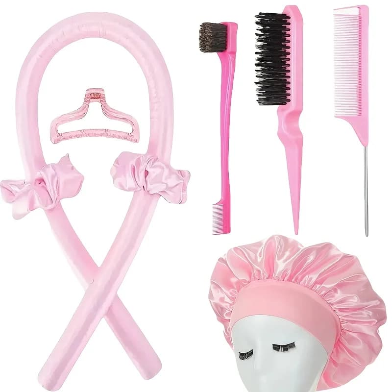 3/5/8pcs Set of styling tools Set of women's heat-free iron curler and set of headphones for sleeping in satin Tools for hair styling Haircuts Hair Clips Hair tie set