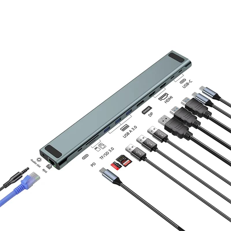 Docking station PD multifunzione 13 in 1 di tipo C 3.0 100W con caricatore rapido 4K 60Hz HDMI TF SD 3.5 Audio USB HUB per laptop