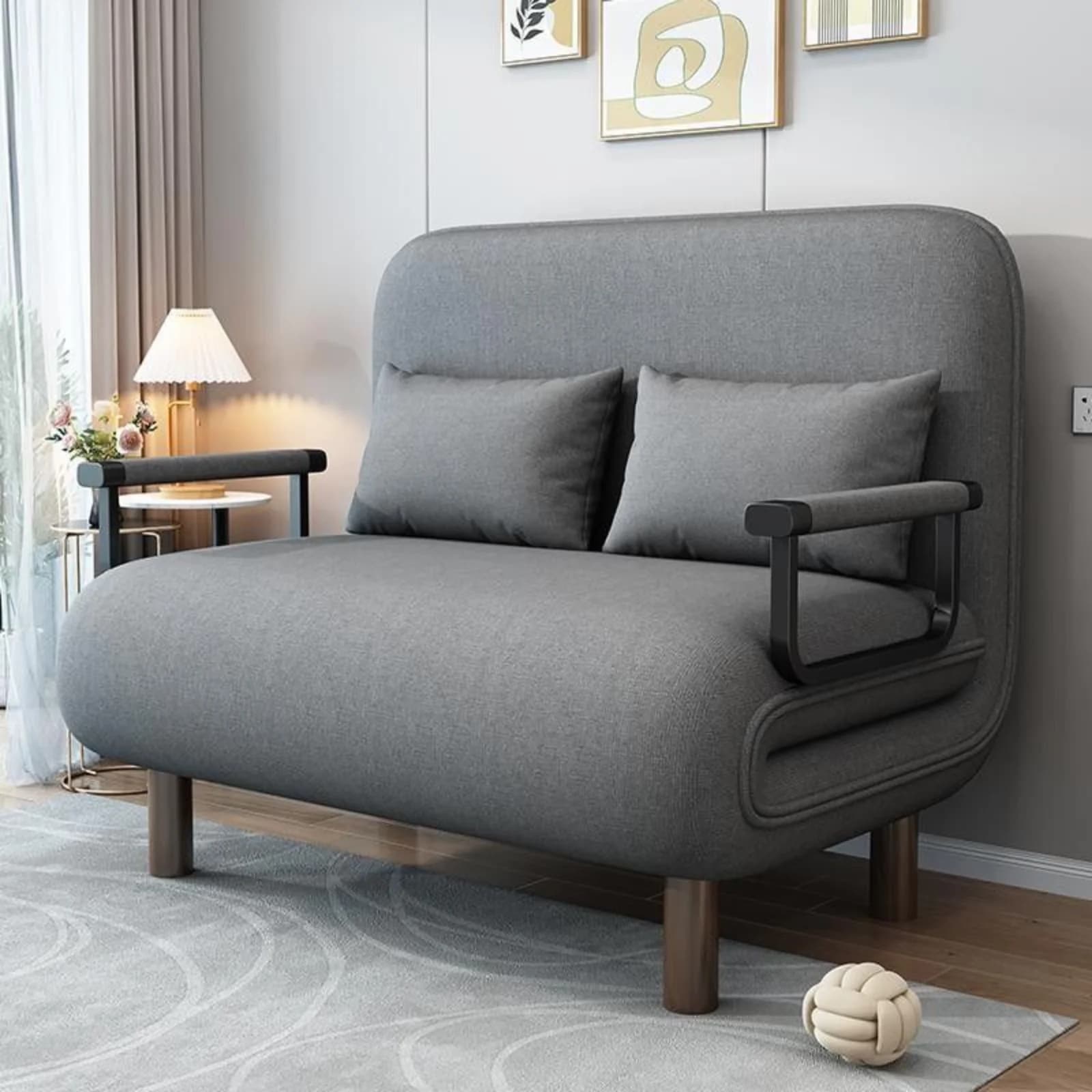 1x sofa bed folding sofa Versatile 3 in 1 with 2 soft pillows Lounge chair cotton lazy pillow for apartment living room