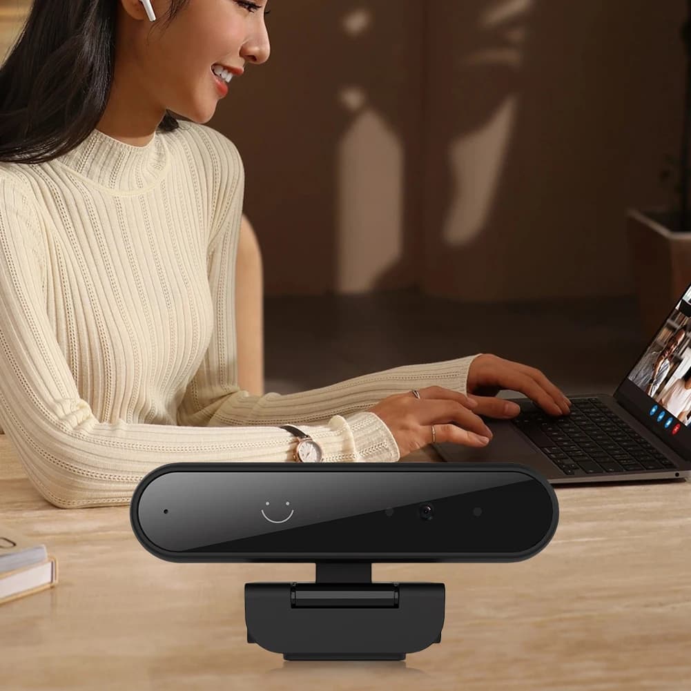 Webcam with Facial Recognition and Integrated Microphone for Windows Hello, Laptop and Desktop Computer
