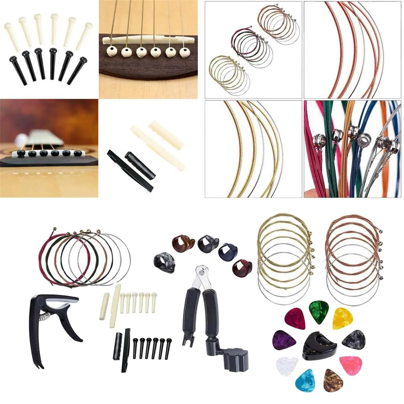 Set Premium di 51 Accessori per Chitarra: Corde, Capotasto, Plettri, Portaplettri, Capotasti e Strumenti