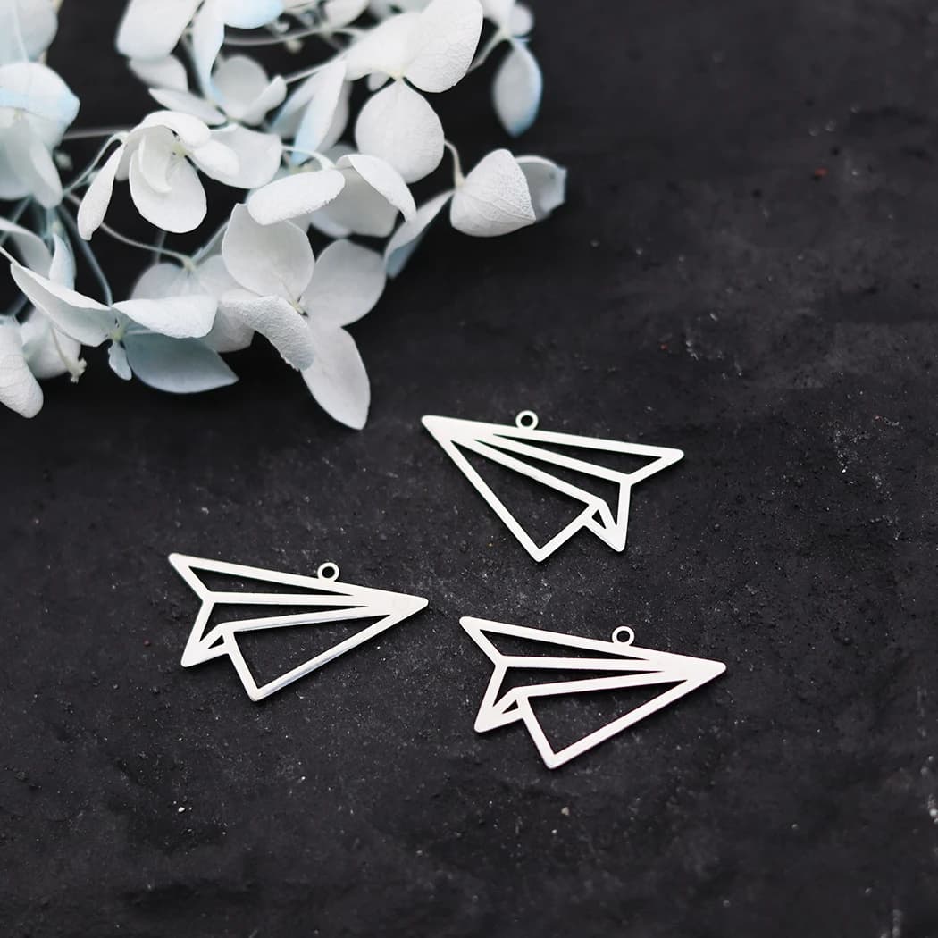 3pcs Stainless Steel Paper Plane Charms Pendant For DIY Charms Necklace Bracelet Jewelry Handmade Making Supplies