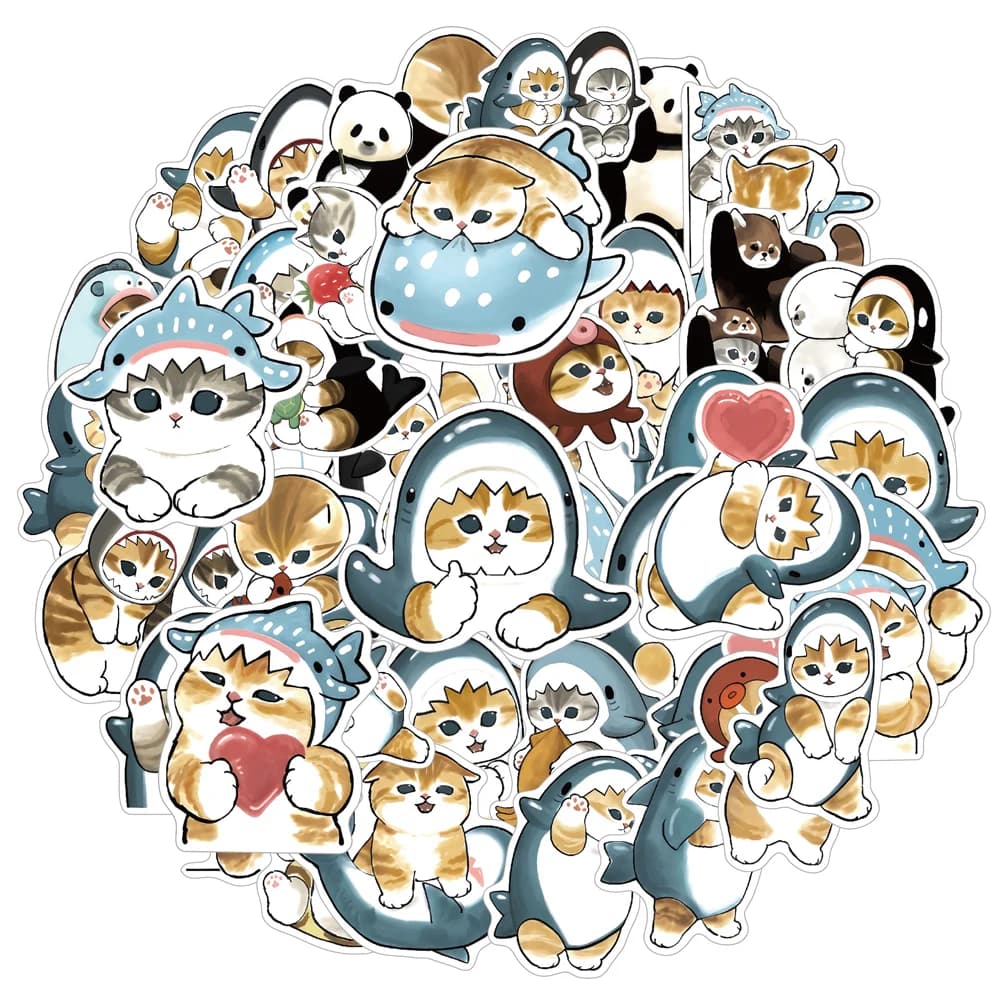 10/30/50pcs Funny Kawaii Cat adesivi estetici Cute Cartoon Decal Notebook Laptop bottiglia d'acqua decorazione del telefono Sticker giocattolo per bambini