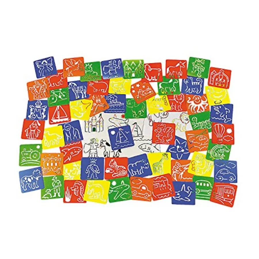 Stencils for Crafts Reusable 60 Piece Drawing Kit for - Animal Shape and Art Set Plastic Stencils for Drawing, Scrapbooking and