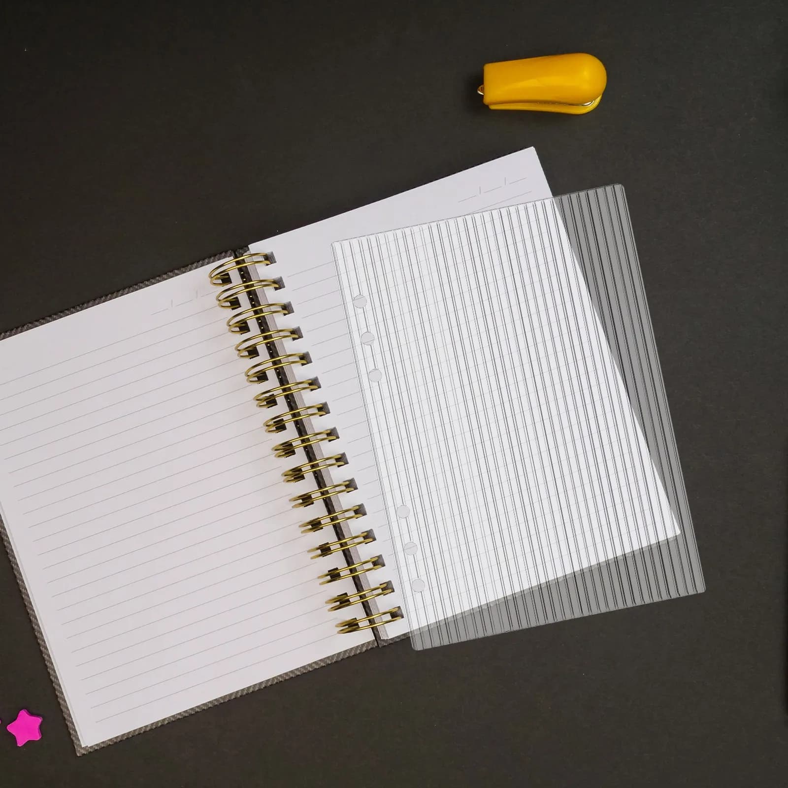Set di 3 Copertine Trasparenti per Raccoglitori ad Anelli, Organizer in Acrilico a 6 Anelli, Copertina per Quaderno A5 Ricaricabile, Protezione per Agenda e Diario da Viaggio