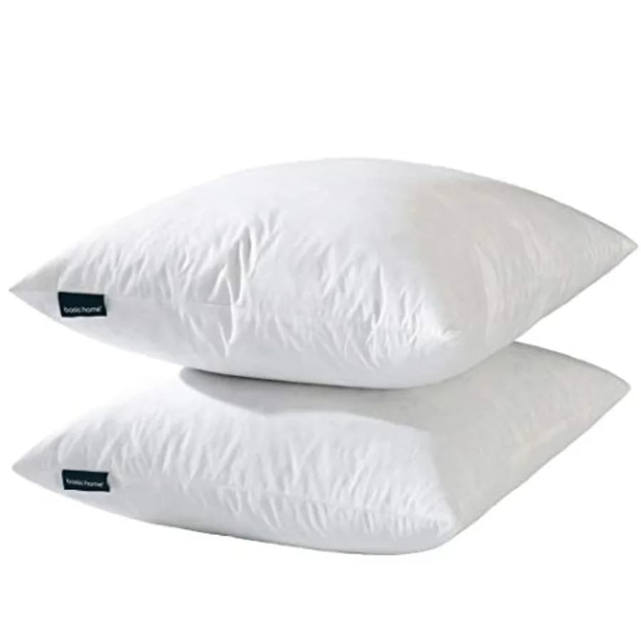 Hotel-Style 18x18 Goose Feather Pillow Insert for Sofa Bed - 100 Odorless Plump Cushion Filler - 233TC Cotton with Inner Liner