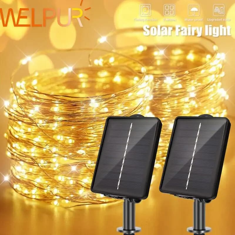Lampada solare da esterno a LED Luci a stringa temporizzazione 200/300 LED Fata Vacanze Festa di Natale Ghirlanda Giardino solare Impermeabile