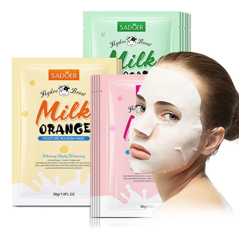 3/9/15pcs SADOER Milk Fruit Masks for Face Vitamin C Hydrating Avocado Whitening Anti Rugs Hands for Face Skin Care