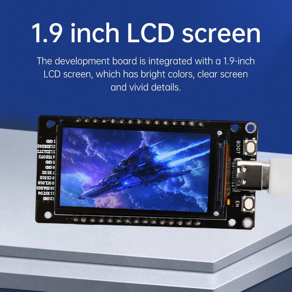 ESP32-WROOM-32 ESP32 1.9 inch 1.4 inch LCD screen development card WiFi Bluetooth module CH340 type-C for Arduino Micropython