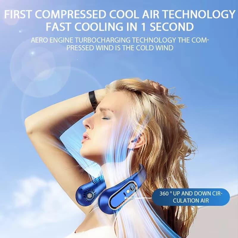 New Summer Portable Mini Hanging Neck Bladeless Fan With Digital Display USB Rechargeable Power Air Cooler Electric Fans