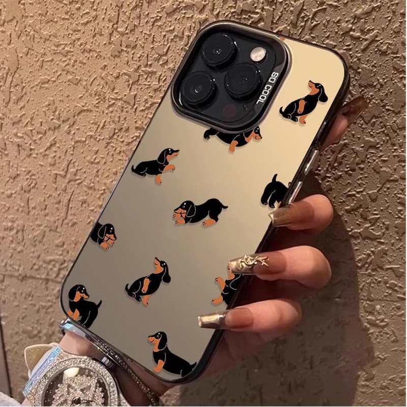 Cute Healing Dachshund Pattern Case for iPhone 17 Air Pro Max 16 15 11 14 13 12 Pro Max XS X XR Plus 8 7 SE 2020 Shockproof Etui