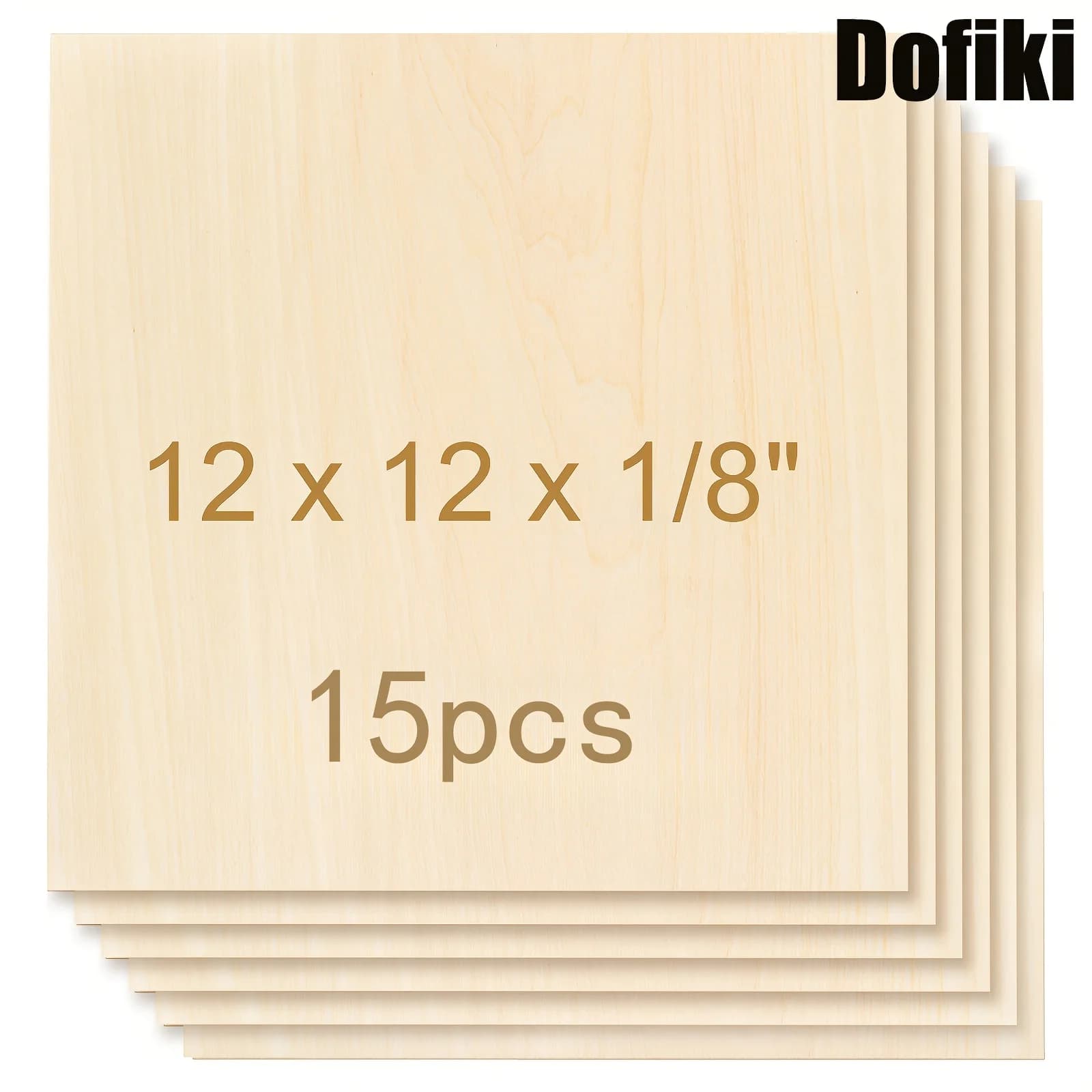 Dofiki 15 Pezzi di Compensato di Tiglio da 3mm 12 X 12 X 3mm (305x305x3mm) per Decorazioni Domestiche, Incisione Laser, Artigianato, Modellismo Architettonico, Pittura, Fai da Te
