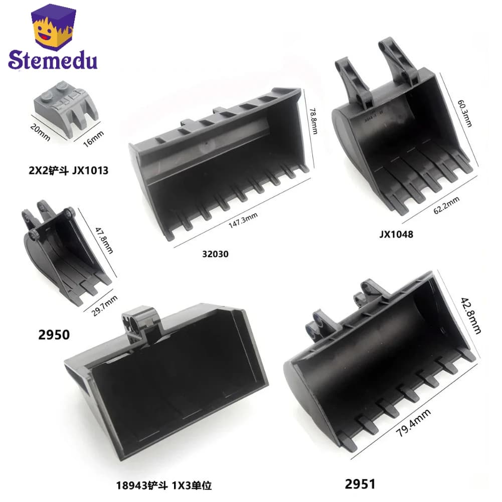 Parti del paletta della benna dell'escavatore dei blocchi di costruzione neri della serie della benna tecnica 15265 2951 2950 24120 32030 Compatibile con Legoeds