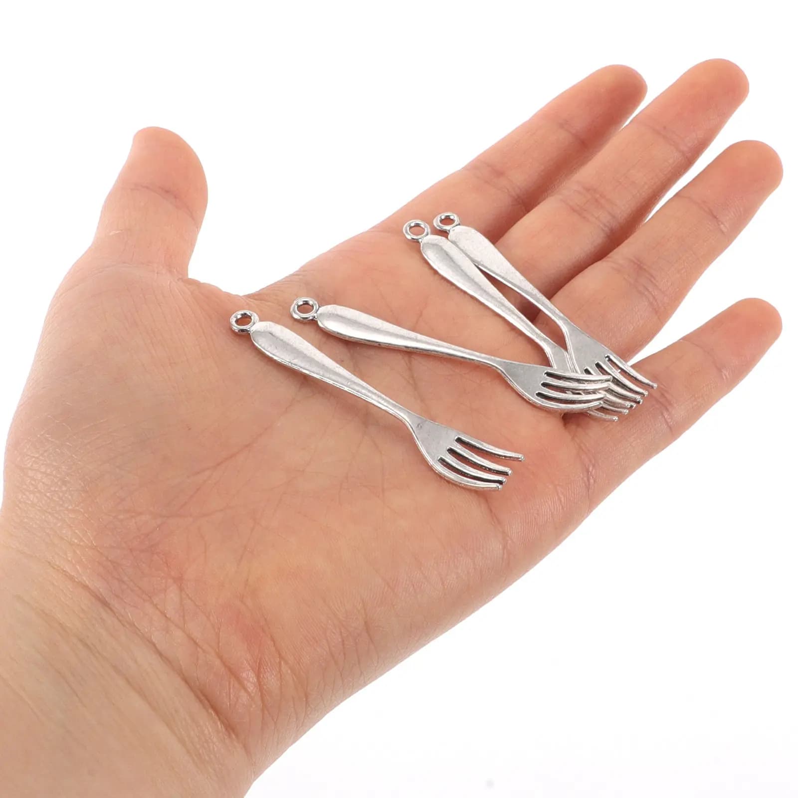 10Pcs Fork Pendant Charms Vintage Silver Finish Tableware Style DIY Jewelry Making Charms for Necklace Bracelet Earring Keychain