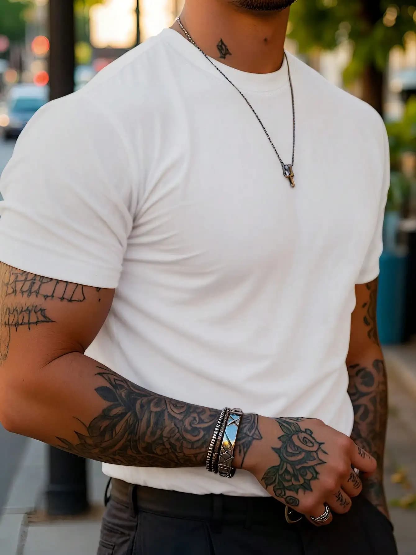 T-Shirt Basic da Uomo Bianca con Collo Rotondo e Maniche Corte per l'Abbigliamento Estivo Casual