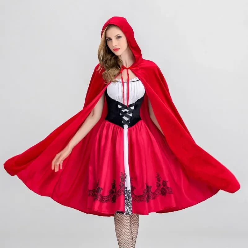 Costume da donna Fairy Tales Cappuccetto Rosso Costume con cappuccio rosso Mantello per adulti Anime Cosplay Cape Abbigliamento
