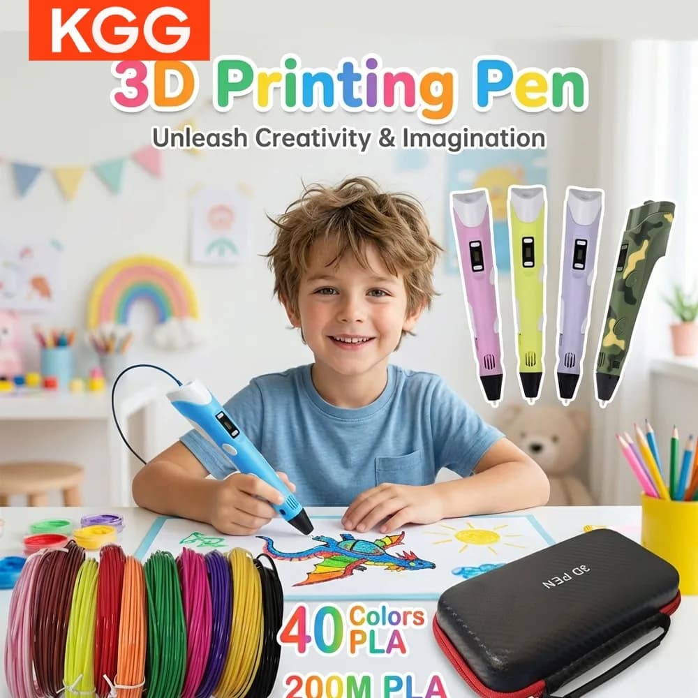 3D Pen for Children with LCD Screen and 40 Colors of Filament PLA, 3D Drawing Pen for Children, Fa-da-Te Artistic Gift for Boys and Girls