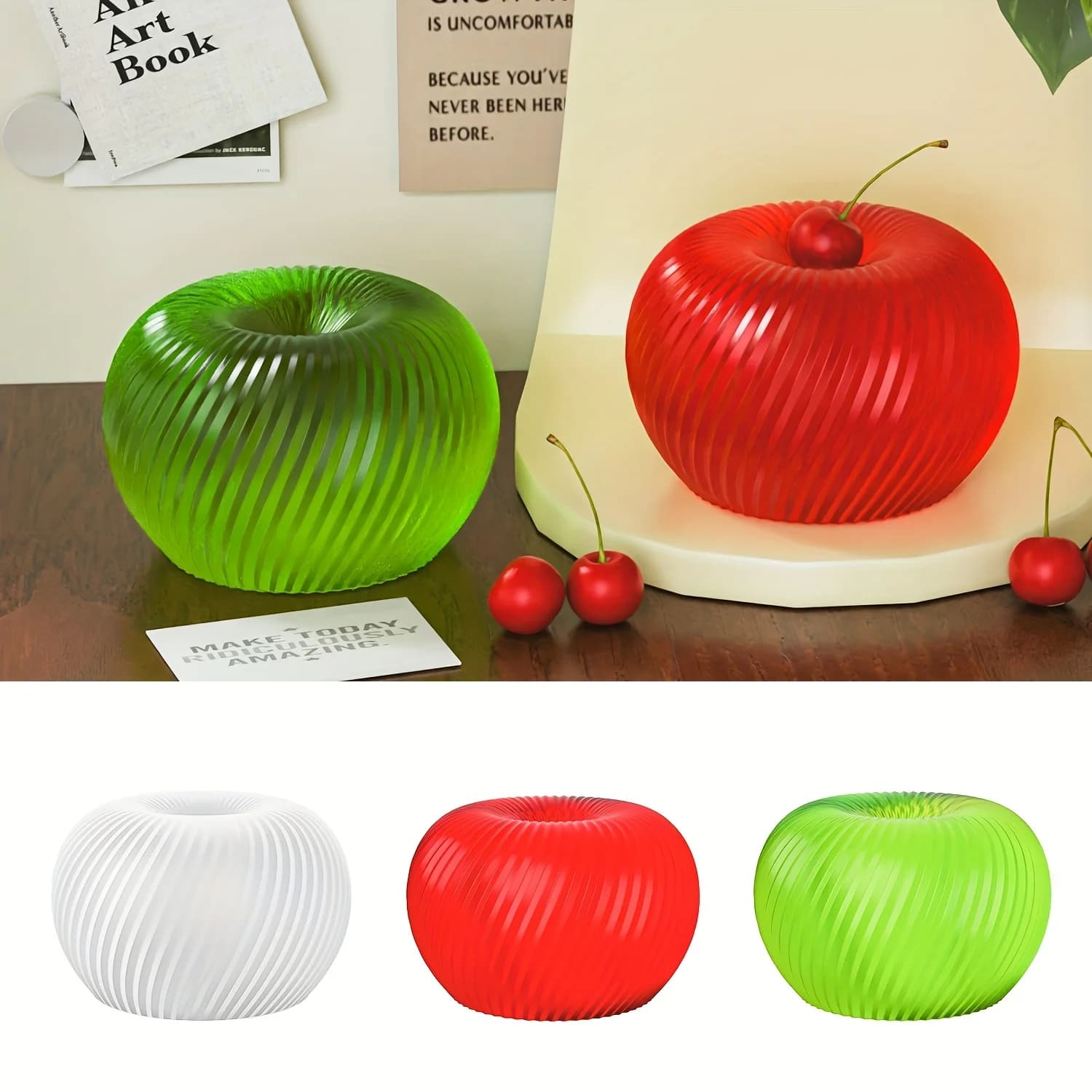 Un stampo in silicone a forma di mela rossa alla moda, adatto per realizzare sapone, candele e oggetti in gesso, facile da pulire.