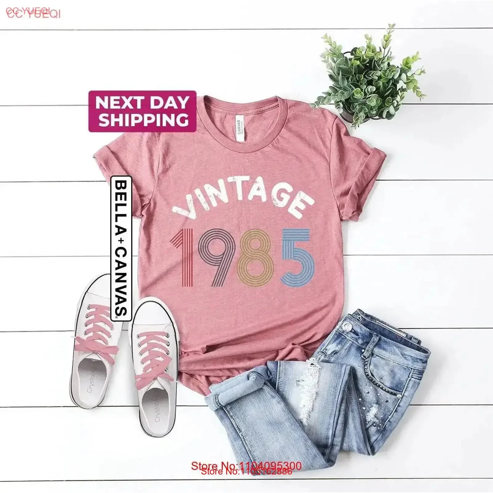 Women's T-shirt for the 40th birthday of 2025 for Retro 1985 Her and Him Vintage washed comfortable elongated slightly casual