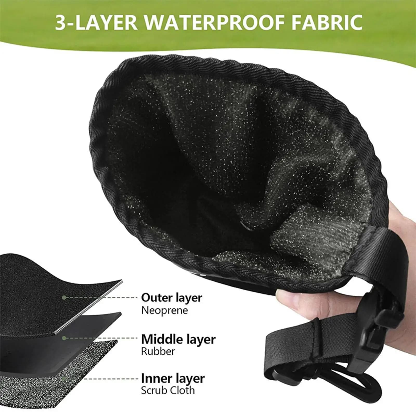 Golf Club and Ball Cleaning Bag Neoprene Velvet Reusable Golf Gear Quick Dirt Removal for Golfers