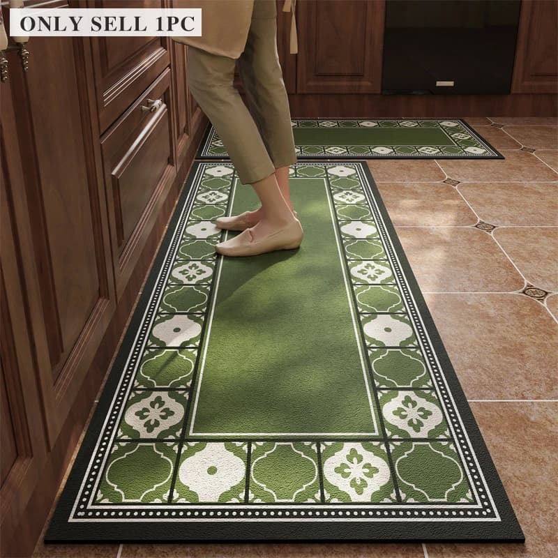 Carpet for Kitchen Floor Mat PVC Waterproof Oil-proof Non-slip Leather Foot Mats Vintage Floral Rug Long Size Home Decor Carpets