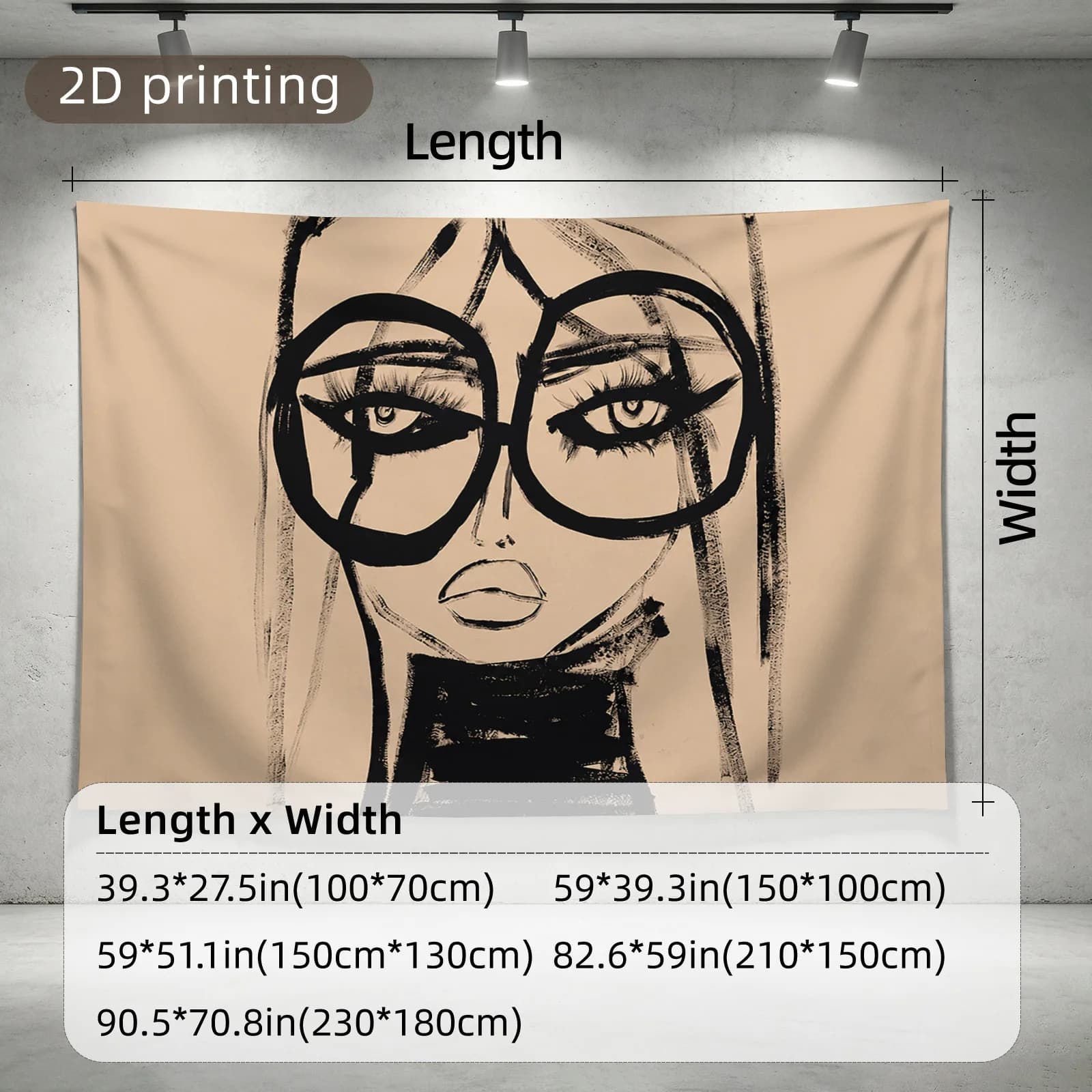 Trendy Aesthetic Pop Art Face Drawing Tapestry Polyester Wall Hanging Bohemian Boho Decor Poster for Living Room Bedroom Anime A