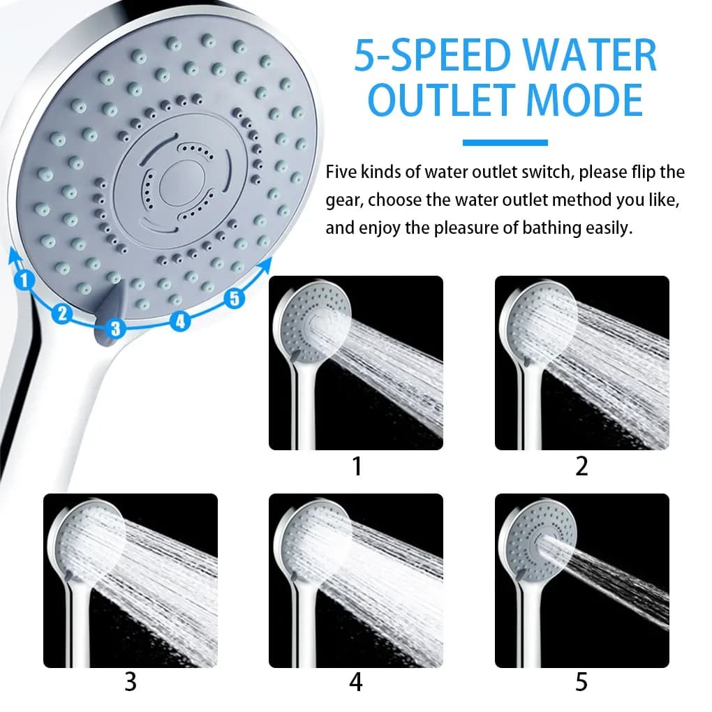 Spruzzatore per bagno Doccia Soffione doccia a getto Risparmio idrico Palmare regolabile 5 modalità Soffione doccia SPA Accessori per il bagno