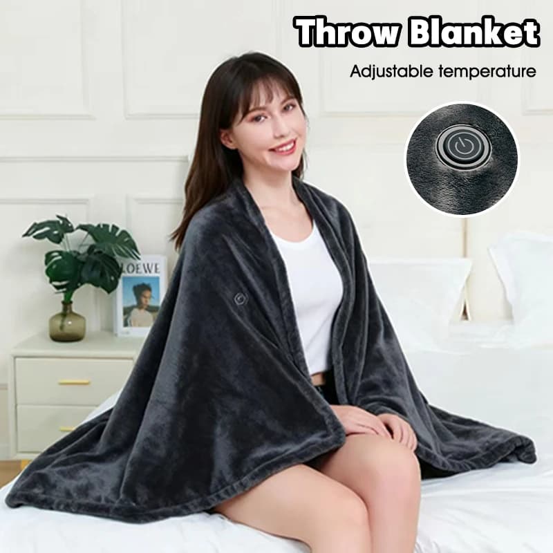 Coperta Elettrica USB Riscaldabile, 3 Livelli di Calore 8 Zone Riscaldate, Coperta in Velluto Corallo USB 5V a Riscaldamento Rapido