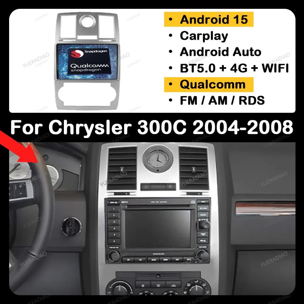 Android 15 Autoradio Per Chrysler 300C Aspen 2004 2005 2006 2007 2008 Multimediale Stereo Lettore Video GPS NAVI 2DIN Qualcomm BT