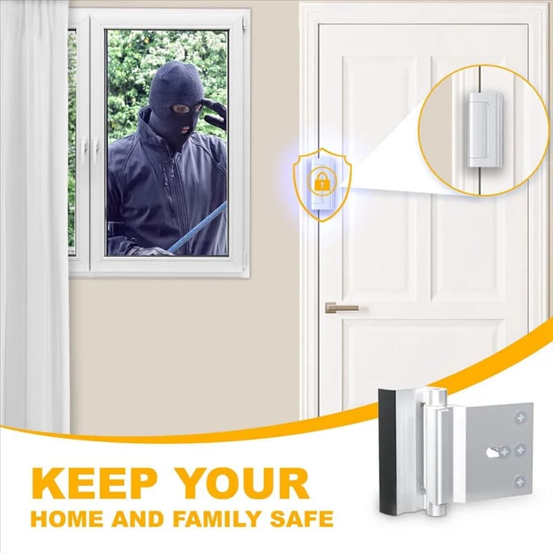 AA08-1Pack Serratura di rinforzo per porta a U in lega di alluminio Serratura per porta di sicurezza Fermaporta a prova di casa Argento