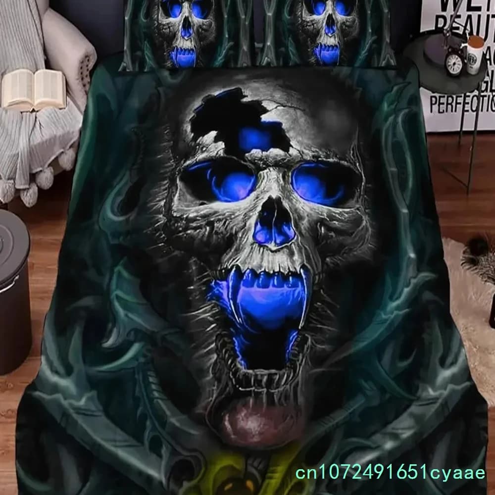 Skull Chevalier Duvet Cover Set King Size Horror Skeleton Bedding Set Day Of The Death Comforter Cover For Boys Men Gifts