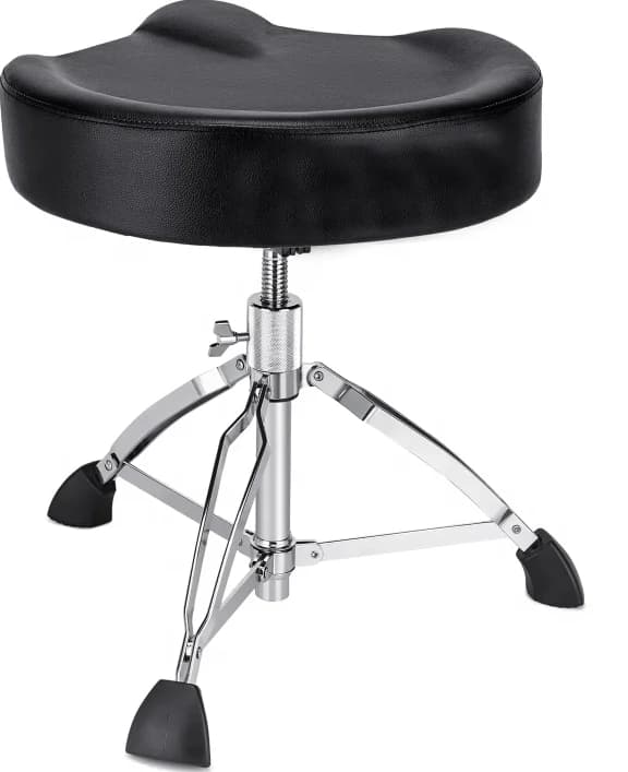 Heavy‑Duty Adult Drum Throne Height Adjustable Black PU Padded Seat Metal Frame Drum Stool For Drummers Percussion Kit Accessory