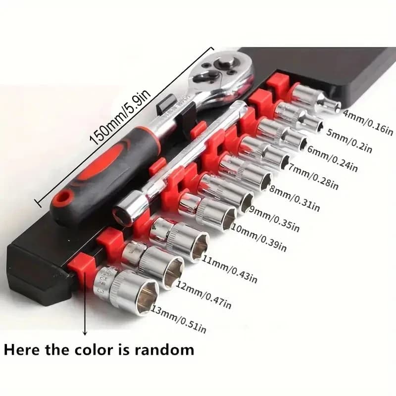 12pcs Multi-Purpose Wrench Socket Set Short Socket Ratchet Essential Hand Tools for Car Motorcycle Bicycle Repair