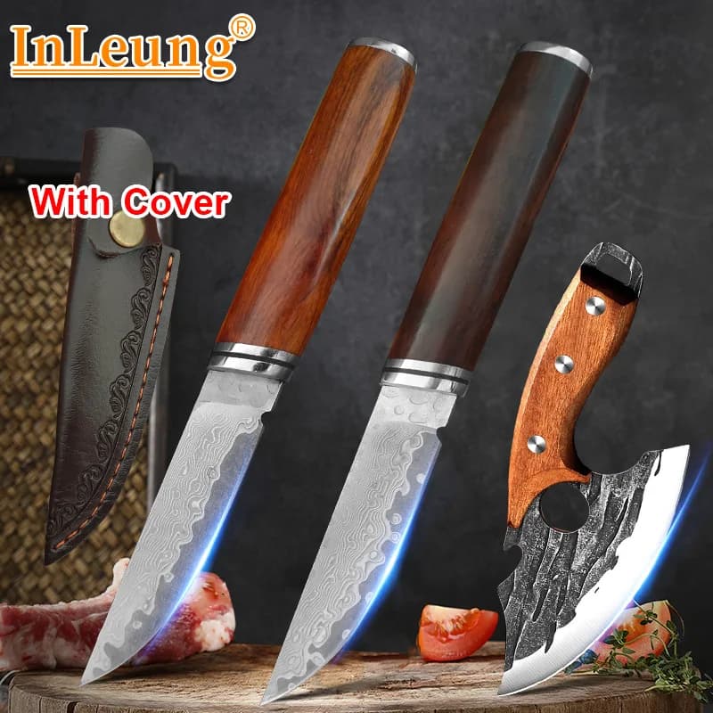 Kitchen Knife Stainless Steel Meat Cleaver Chef Knife Vegetables Fruit Paring Knives For Household Boning Knife with Cover