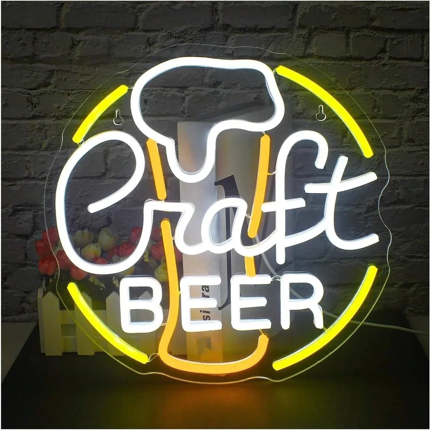 Insegna al neon per birra artigianale USB dimmerabile LED insegna al neon decorazione da parete per sala da gioco camera da letto soggiorno festa regali di compleanno