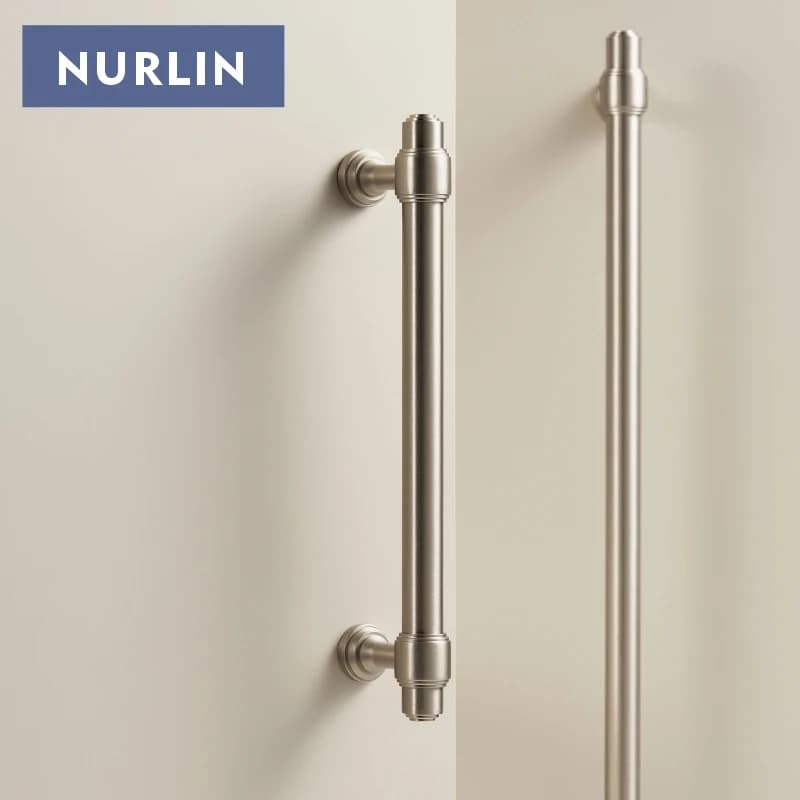 Nurlin Massive Brass Luxurious Matt Silver Nichel Brushed Handle for Kitchen Wardrobe Door Handle for Drawer Handle for Wardrobe T-bar