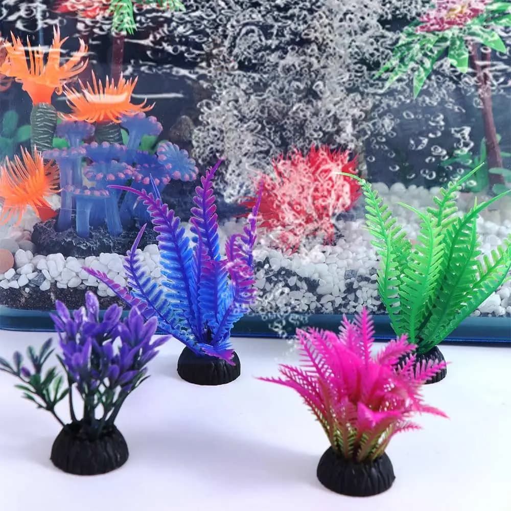 Decorative artificial aquatic plants Mini realistic underwater plants Plastic simulation Artificial algae aquarium