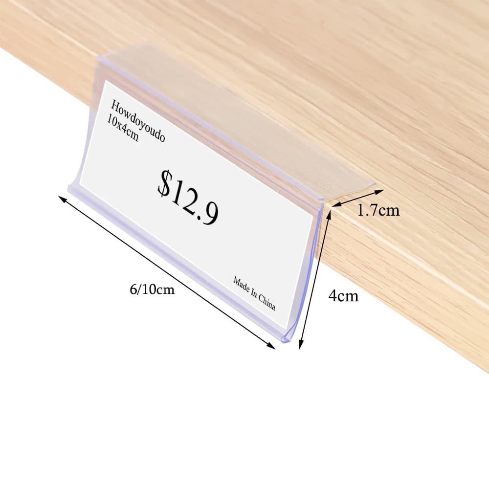 50 pz Plastica Pvc L Strisce Dati Nastro Adesivo Mechandise Cartellino del Prezzo Espositore Talker Segno Etichetta Titolare della Carta Supermercato Rack
