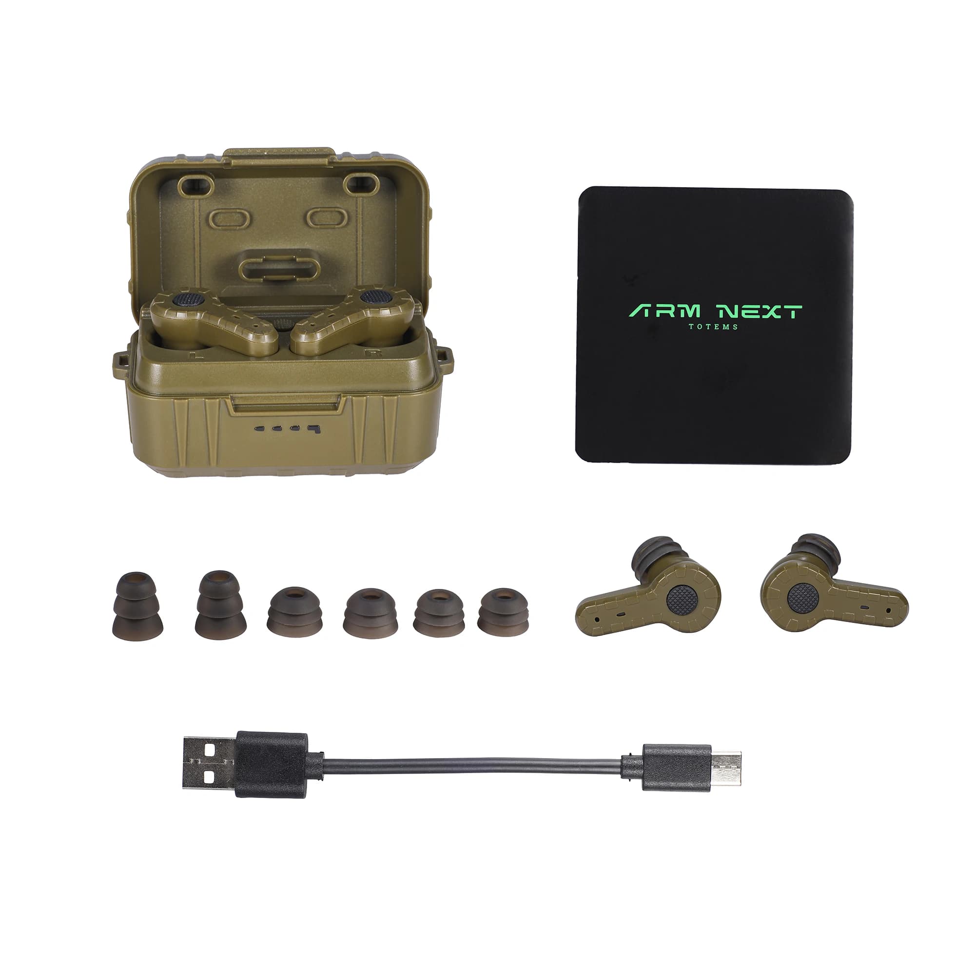 ARM NEXT TWSTactical Bluetooth Wireless Headphones with low latency noise cancellation and professional audio acquisition