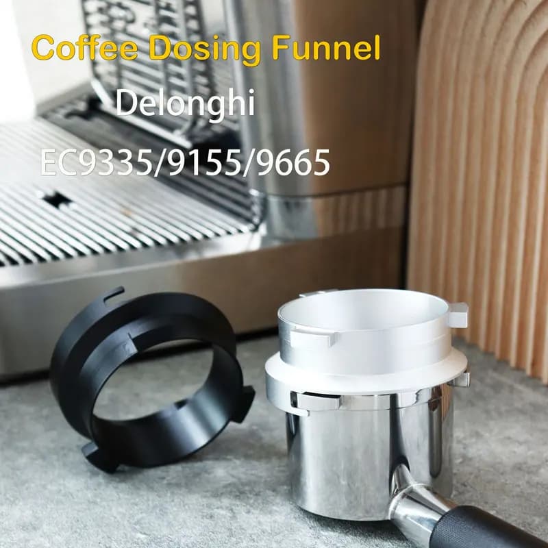 Anello di dosaggio intelligente in alluminio con imbuto dosatore da 51 mm per Delonghi EC9335/9155/9665/9355 Barista Tool Coffeeware