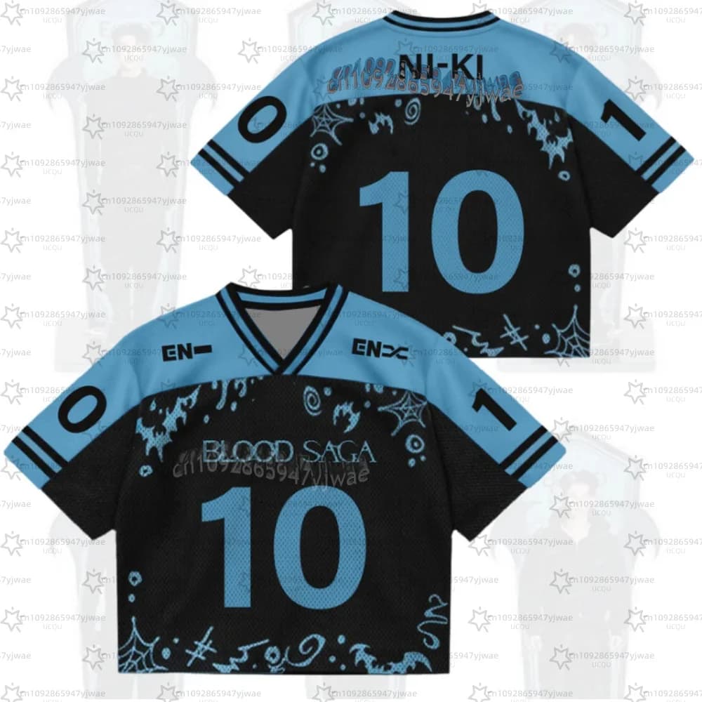 Maglia da donna 2026 BLUE Kpop Fans Support Ladylike Blood Saga E-Enhypen World Tour Streetwear Plus Size a maniche corte T-shirt