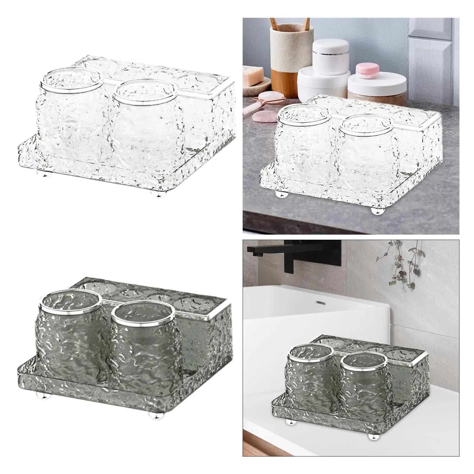 Set portabicchieri per spazzolino da denti, organizer da appoggio per bagno, vassoio portaoggetti per decorazioni alla moda per la casa dell'hotel
