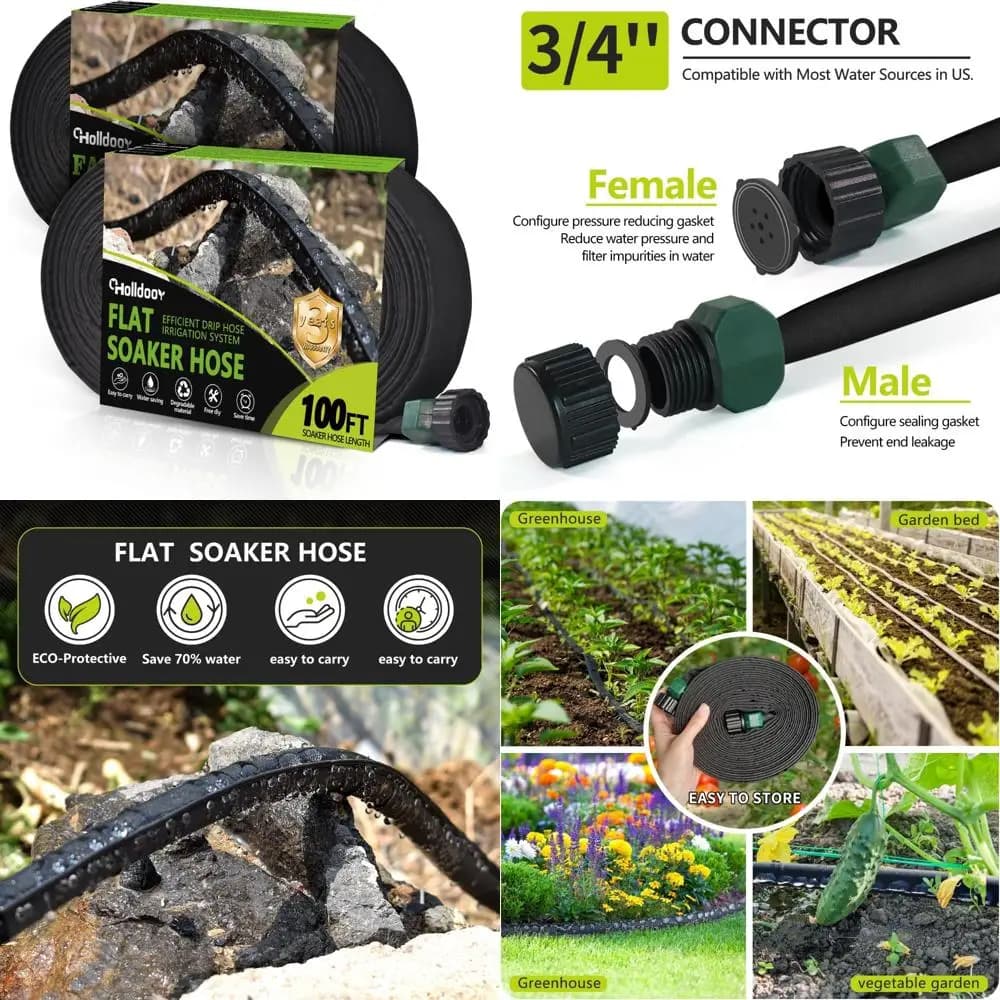 Water-saving immersion pipes, 100 feet x 2 package, flat line for light garden irrigation, total length 200 feet