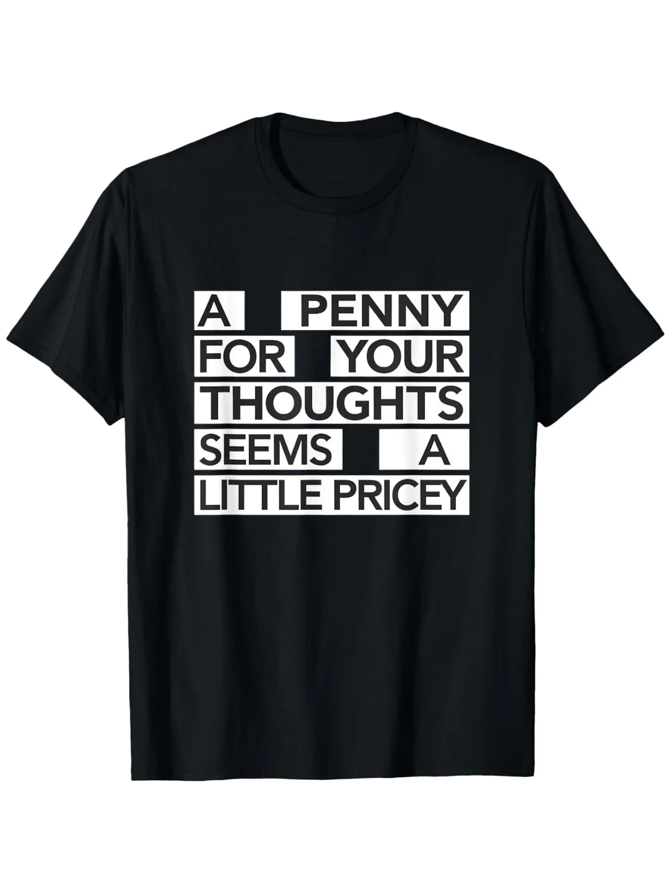 T-shirt "Penny for Your Thinkings" - Nero/Bianco, S-3XL, T-shirt regalo casual da uomo