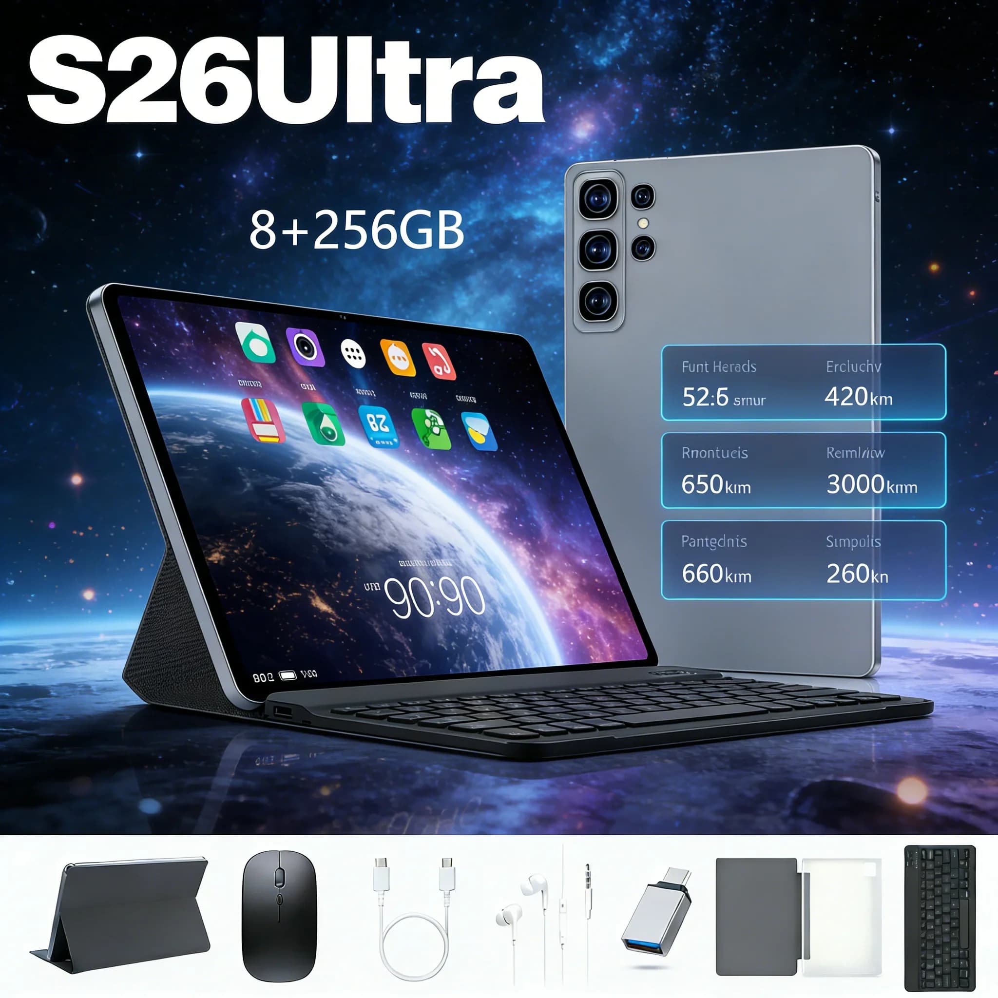 Tablet PC S26 Ultra in Vendita, 8GB 256GB Android 15, Grande Batteria, Alte Prestazioni