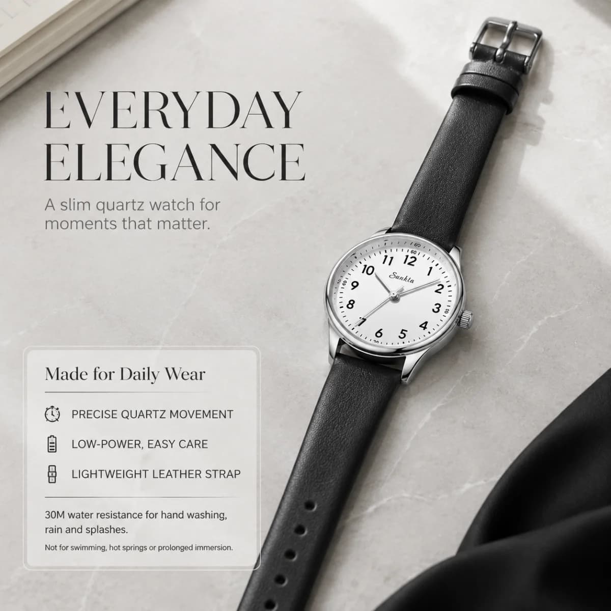 Sankta 2026 Women Quartz Watch Simple Waterproof Leather Strap Elegant Ladies Daily Wristwatch for Female Relogio Feminino+BOX