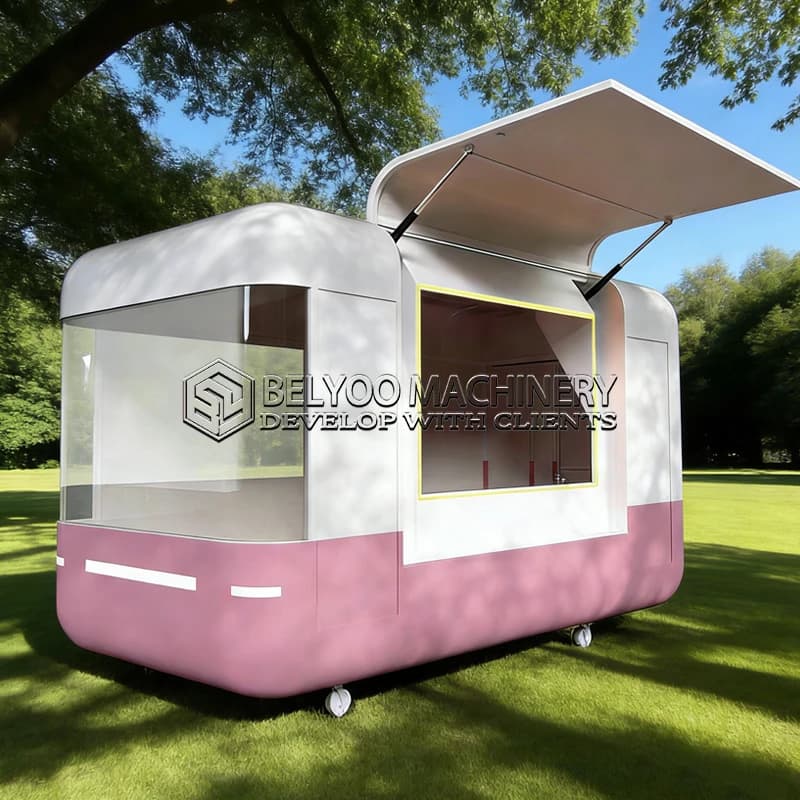 Belyoo Fast Outdoor Mobile Food Truck Full Kitchen Ice Cream Cart Container Catering Concession Full Kitchen Sale with CE DOT